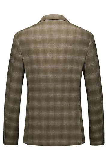 Exército Masculino Verde Listrado Pico Lapela 3 Peças Ternos Formais